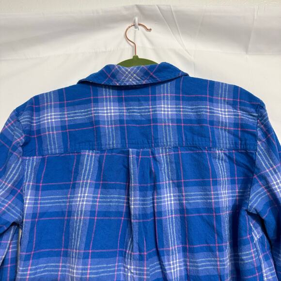 Style & Co Blue Plaid Flannel Button Down Sz MP - Picture 8 of 12